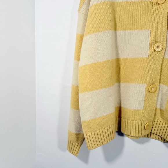 Patagonia Yellow Boxy Rib-Knit Recycled Wool Blend Sweater Cardigan Jacket Large - Picture 4 of 15